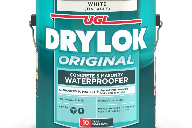 A teal gallon bucket of DRYLOK® Original Concrete & Masonry Waterproofer with red and white text.